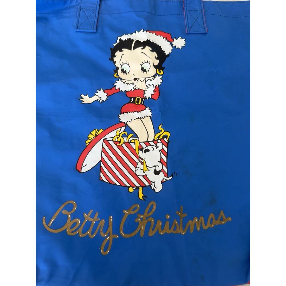 Vintage 90's Blue & Red Betty Boop w/santa hat Christmas Tote Bag 1994 - Picture 4 of 12